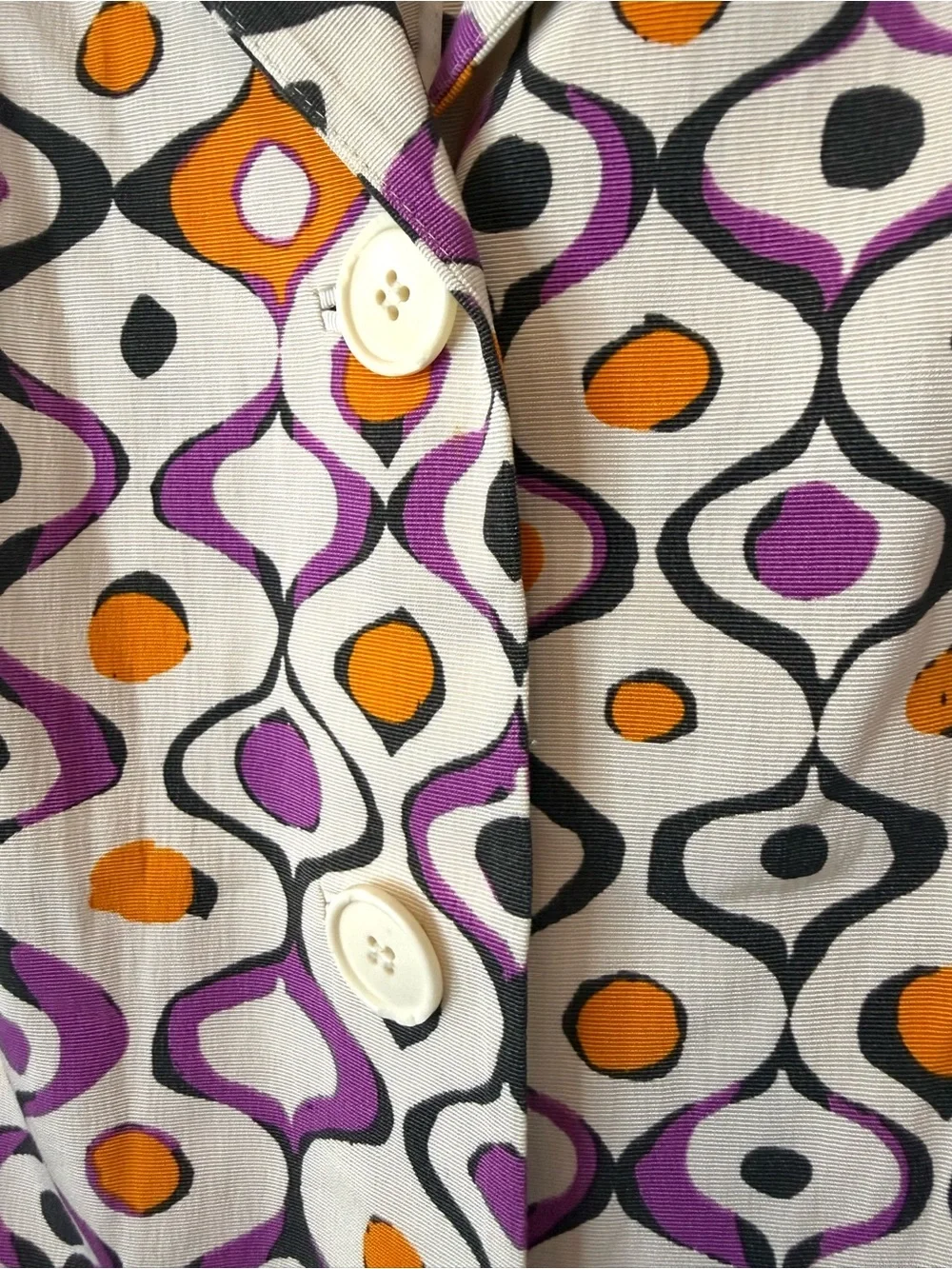 Lafayette 148 New York White Geometric Print Button-Front Jacket